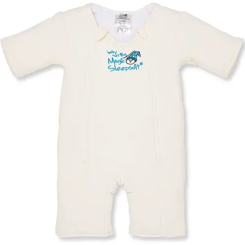 Baby Merlin's Magic Sleepsuit - 100% Cotton Baby Transition Swaddle - Baby Sleep Suit - Cream - 6-9 Months