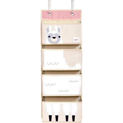 3 Sprouts Over The Door Baby Organizer - Essential Newborn Nursery Storage, Toy Organizer for Room and Closet - Bedroom Storage - Hooks Included, Llama