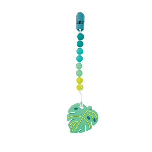 Silicone Teether with Pacifier Clip | Leaf