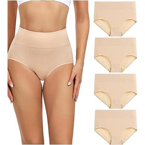 wirarpa Women's Cotton Underwear High Waist Stretch Briefs Soft Underpants Breathable Ladies Panties