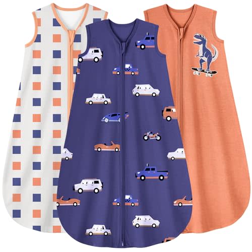 Yoofoss Baby Sleep Sack 0-6 Months Wearable Blanket for Babies 100% Organic Cotton 2-Way Zipper TOG 0.5 Toddler Sleeping Sack 3 Pack, Sleep Sacks