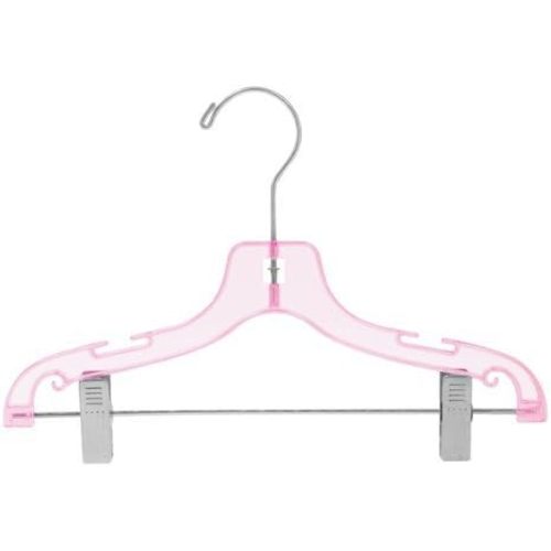 12" Children's Pink Plastic Suit Hanger w/Clips [ Bundle of 25 ]