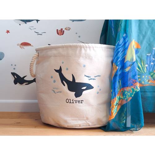 Personalised Whale Storage Trug, Personalised Storage Basket, Underwater Room Decor, Underwater Theme Room, Underwater Bedroom Storage