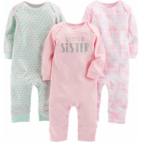 Baby Girls' 3-Pack Jumpsuits