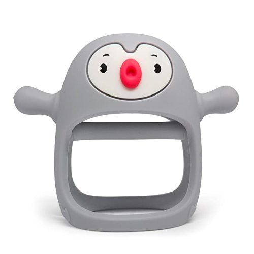 Smily Mia Penguin Baby Teething Toys for 3-6Months, Infant Handheld Pacifiers 0-6Months, 3Months Old Baby Must Haves, 4months Old Toys for Babies, Light Grey… - light grey