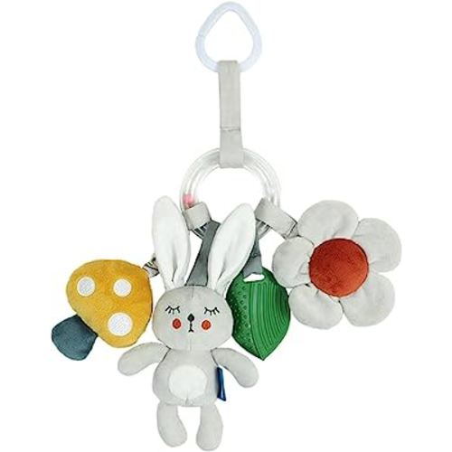 Car Seat Toys, Teether Hanging Toys for Babies, Soft Hanging Crinkle Squeaky Sensory Learning Toy Infant Newborn Stroller Car Seat Crib Activity Animal for Boys Girls Smashing