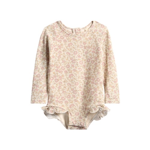 Olivia Floral Long Sleeve Piqué One-Piece Swimsuit