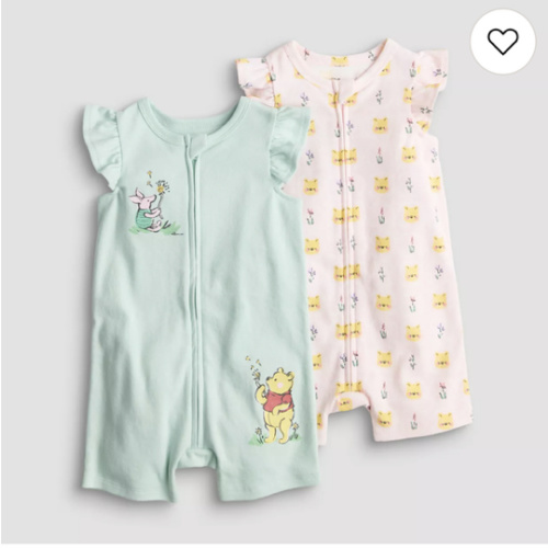 Baby Girl Jumping Beans® Disney's Winnie the Pooh 2-Pack Zip-Up Flutter Sleeve Romper