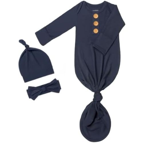 Newborn Baby Knotted Gown Clothes 0-3 Months, Infant Boy Girl Sleeper Outfits