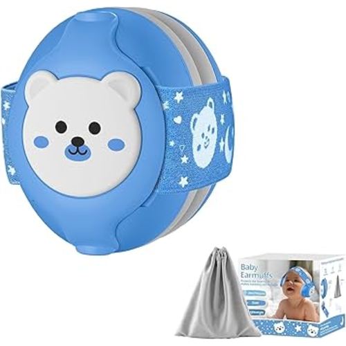 Baby Earmuffs-Infant Ear Protection for Babies 0-36 Months,Infant Headphones with Little Bear Design Noise Cancelling Headphones for Improves Sleep,Baby Travel Essentials for Airplane/Sleep