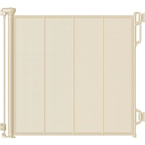 Reinforced Retractable Baby Gate or Mesh Dog Gate,Easy to Use for Stairs, Doorways, Hallways, Indoor, Outdoor, Wide Pet Gate 33.5" Tall, Extends to 45" Wide, Cream