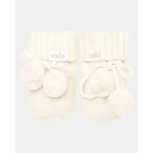 Toshi Organic Booties Marley - Cream | Baby Bunting AU