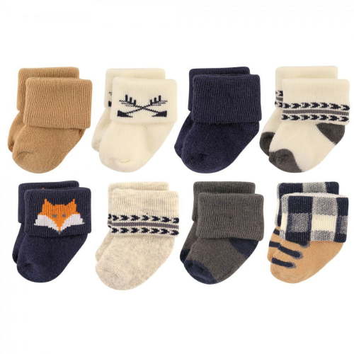 Hudson Baby Infant Boy Cotton Rich Newborn and Terry Socks, Forest, 6-12 Months