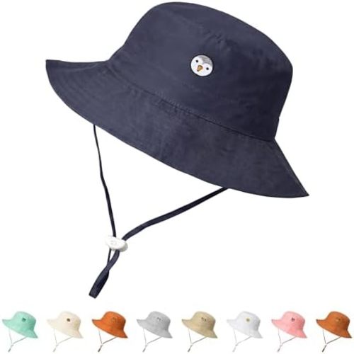 RIVBOS Baby Sun Hat UPF 50+ Cute Animal Pattern Summer Beach Kids Toddler Bucket Hat for Boys Girls 0-7 Years