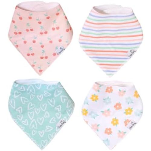 Copper Pearl Baby Bibs 4 Pack, Printed Bandana Drool Bibs for Baby Girl & Boy, Soft Cotton Drooling Teething Bibs