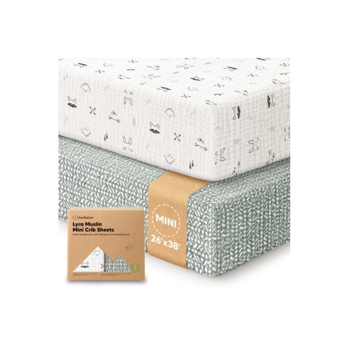 2-Pack Lyra Muslin Mini Crib Sheets, One Size