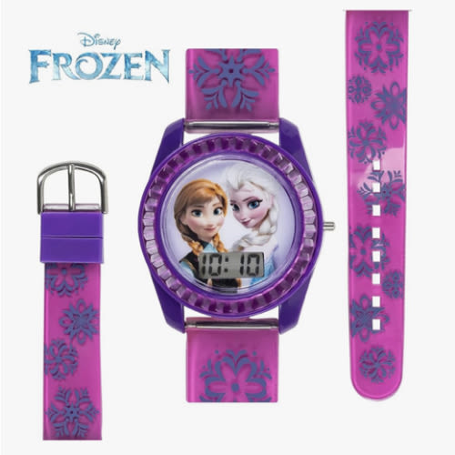 Disney Frozen Kids Digital Watch – Anna & Elsa LCD Timepiece, Purple Printed Strap, Easy-Read Display, Lightweight & Comfortable – Fits Wrists 5.5" to 8"
