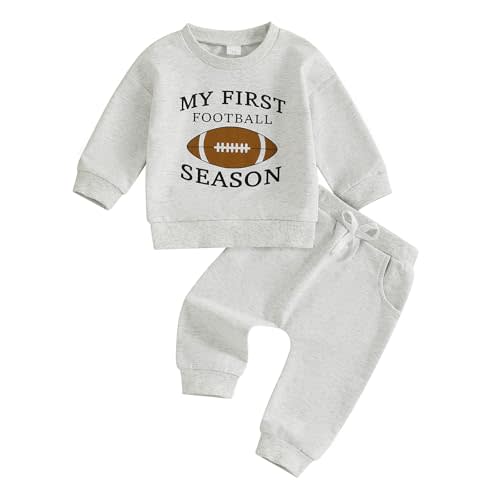 Kavousa Toddler Baby Boy Football Outfit Baby Football Shirt Top with Pants Set Game Day Fall Winter Clothes