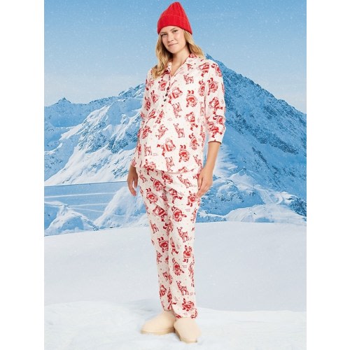 Maternity Printed Flannel Pajama Pant Set