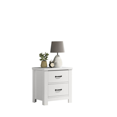 Lilola Home Cassini 21.5-inch White 2-Drawer Nightstand – Modern Bedside Table with Black Handles & Smooth-Glide Storage Drawers | Wayfair