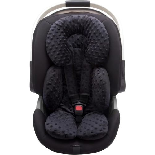 Pro Goleem Infant Car Seat Insert, Baby Head Neck Body Support, Soft Minky Newborn Car Seat Strap Pads, 2-in-1 Reversible, Boys and Girls, Black