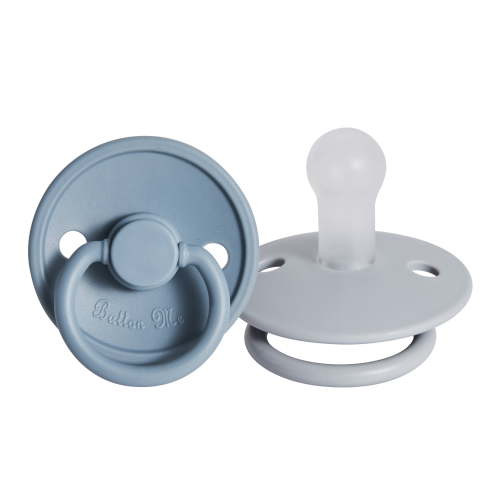 ButtonMe Soft Silicone Infant Pacifier, Toxin-Free, 0-6 Months, Unisex, Blue/Gray, 2 Piece