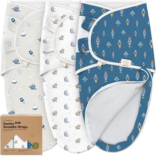 KeaBabies Newborn Swaddles with Zippers, 3pk Baby Swaddle (Cosmo, 0-3M)