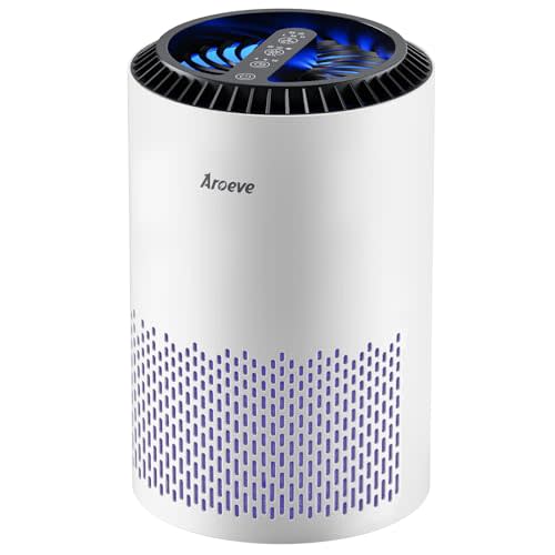AROEVE Air Purifiers for Bedroom Home, Air Purifier For Smoke Pollen Dander Hair Smell Air Cleaner with Sleep Mode Speed Control For Bedroom Office, MK01- White(Available for California)