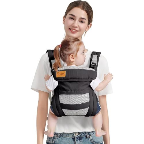 Baby Carrier Newborn to Toddler(7-30lbs), Toddler Carrier with Adjustable Shoulder Strap, Baby Holder Carrier with Breathable Mesh Fabric, Black