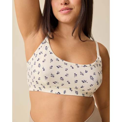 French Terry Maternity & Nursing Bralette | Ivory Wildflower - Kindred Bravely