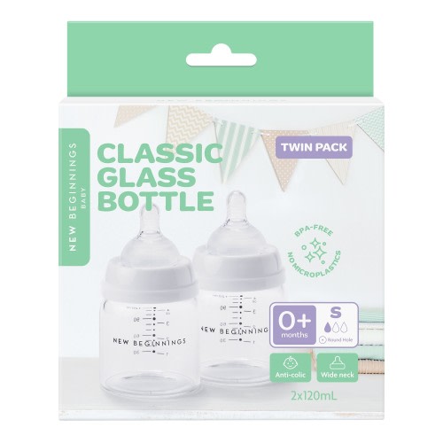 New Beginnings Classic Glass Bottle 120ml Twin Pack