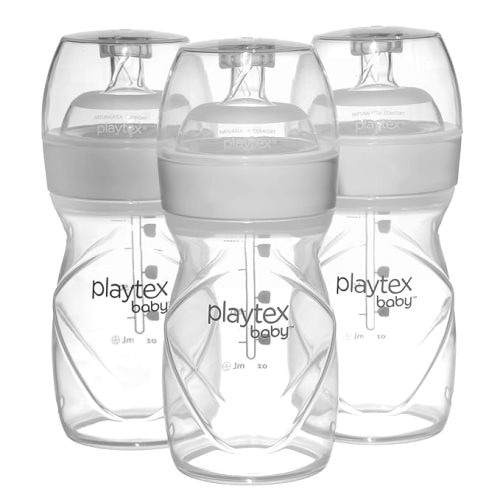 Playtex Baby Anti-Colic Nurser Bottles with Pre-Sterilized Disposable Drop-Ins Liners, 4 Oz Bottles (3 Count), Includes Slow Flow Nipples for Newborn and Breastfeeding Babies, Feeding Essentials
