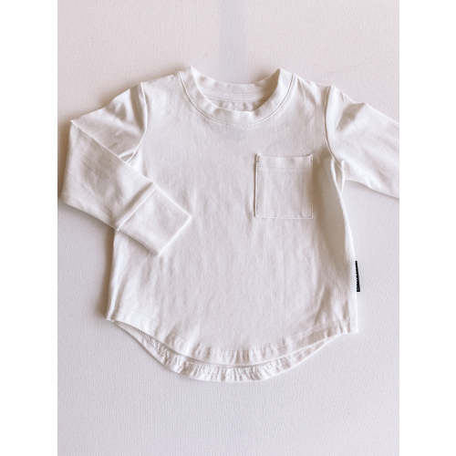 long sleeve pocket tee - white