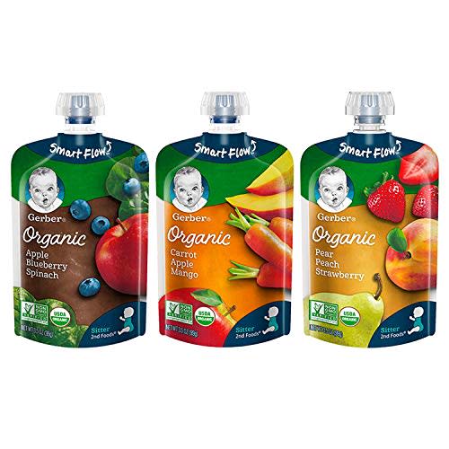 Gerber Organic Baby Food Pouches, 2nd Foods for Sitter, Fruit & Veggie Variety Pack, 3.5 Ounce (Set of 18)