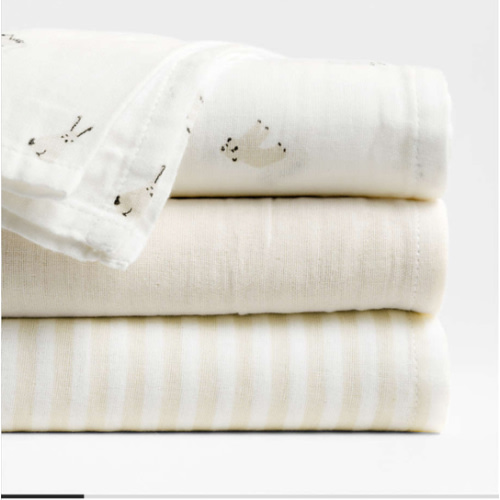 Baby's First Natural Mini Animal Organic Cotton Gauze Baby Swaddle Blankets, Set of 3