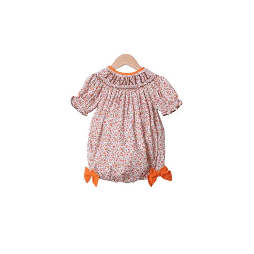 Smocked Thankful Floral Bubble