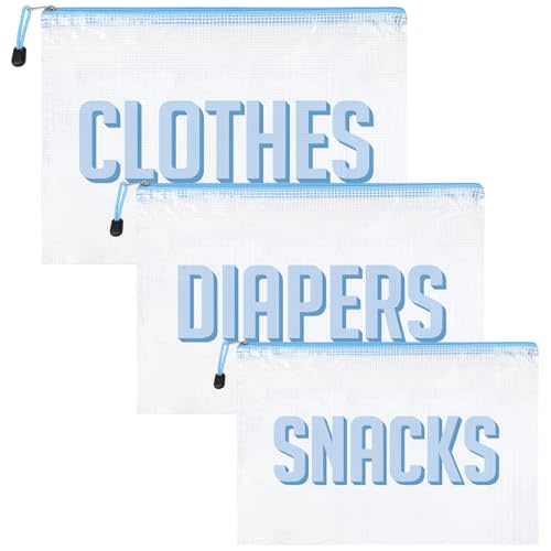 KUIRAN 3pcs Hospital Bag Organizing Pouches for Labor and Delivery, Maternity Essentials Diaper Bag Organizer for Mom Travel - Blue/White