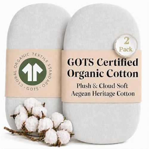 2-Pack GOTS 100% Organic Cotton Bassinet Sheets for Halo BassiNest & 4moms mamaRoo Sleep – Luxury Turkish Cotton Fitted Sheets for Baby Boys & Girls