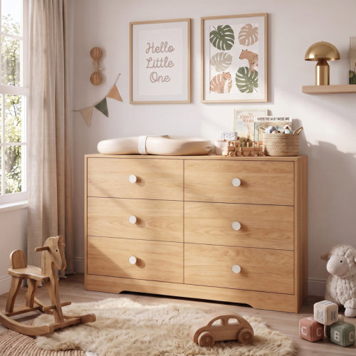 Ebern Designs White Dresser For Bedroom, Wood Baby Dresser For Nursery, 6 Drawer Dressers With Sturdy Base, Modern Closet Dresser For Clothes And Baby Essentials & Reviews | Wayfair