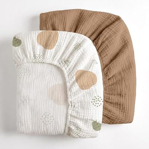 Organic Muslin Fitted Crib Sheet for Baby – Soft & Breathable – 2 Pack