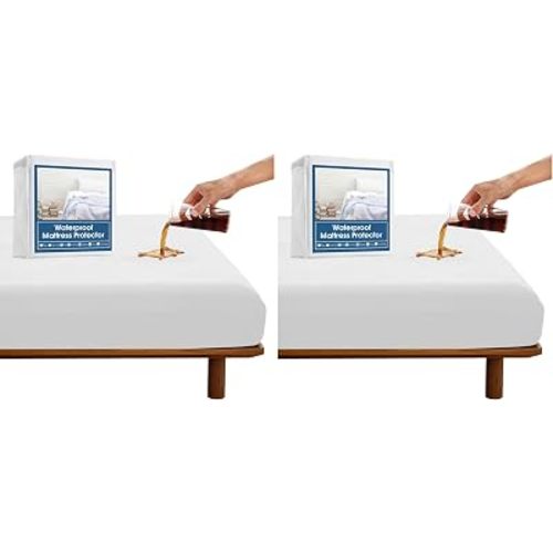 SPRINGSPIRIT Full Size Waterproof Mattress Protector, Full Mattress Cover Pad Waterproof with Deep Pocket up to 14’’, Bed Fitted Sheet (Pack of 2)