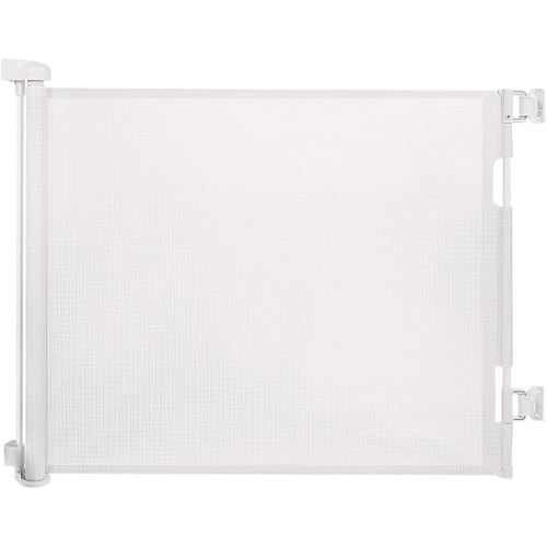 Retractable Baby Gate for Stairs – 33” Height, Expands up to 55” Width – Safety Gate for Infants, Toddlers, Dogs & Pets – Easy Install, Secure Closure, White Mesh Design for Indoor & Outdoor Use