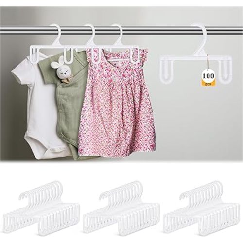 Glikceil 100pcs Kids Pants Hangers Plastic Baby Skirt Hangers for Children