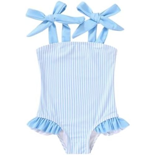 YOUNGER TREE Toddler Swimsuit Girl Color Block Stripe One-Piece Swimwear Baby Girl Bathing Suits
