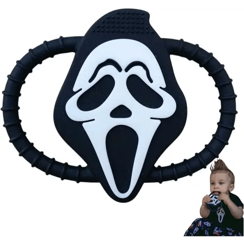 Spooky Teethers Halloween Horror Gothic Baby Teething Ring Toys – Grim Reaper Ghost Teether for Newborns, Infants & Toddlers – Sensory Toy Chew Bracelet for Teething Relief – October Fall Baby Shower