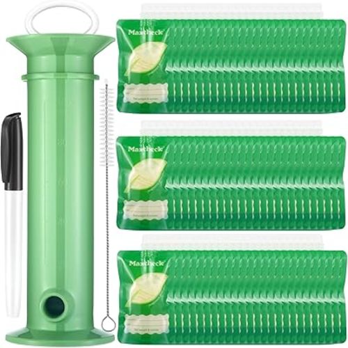 Maxcheck 103 Pcs Refillable Baby Food Pouches Maker Set Include 100 Pcs Portable Fruit Puree Pouch Storage Bags, Baby Food Maker, Pen and Brush for Babies Kids Toddlers