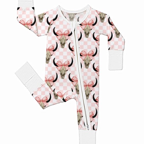 Adorable Baby Pink Cow Head Bamboo Fiber Romper in Western Style, Perfect Gift for Infants Aged 0-24 Months, Ideal for Both Indoor And Outdoor Use