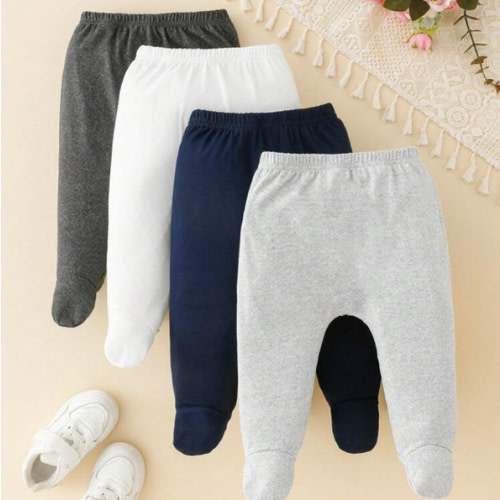 SHEIN Playful Pals 4pcs/Set Baby Boy Solid Color Simple Jumpsuit Pants, Multi-Color, Suitable For Sports, Home & Casual Wear, Spring/Autumn Chic Outfits For Autumn/Winter