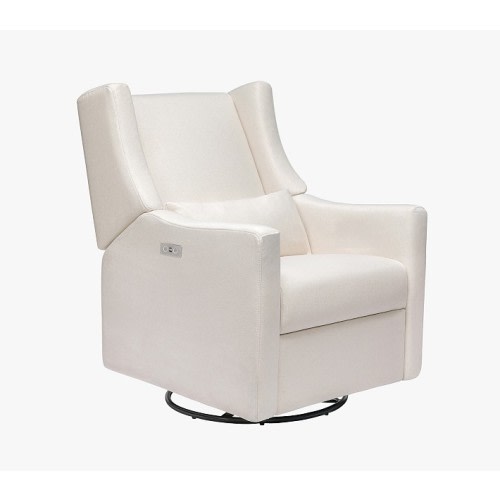 Babyletto Kiwi Swivel Glider & Recliner w/USB Port, Performance Cream Eco-Weave