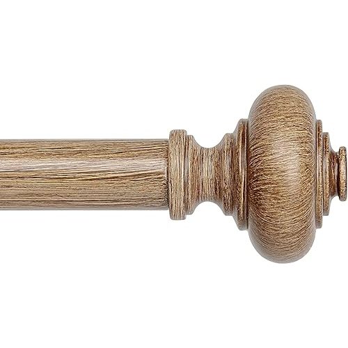 Wolistsa Wood Curtain Rods for Windows, 1 Inch Diameter, 36-91 Inch